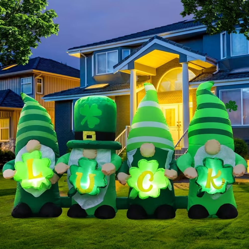 6FT Inflatable St. Patrick's Day Leprechauns with LED Lights for Indoor/Outdoor